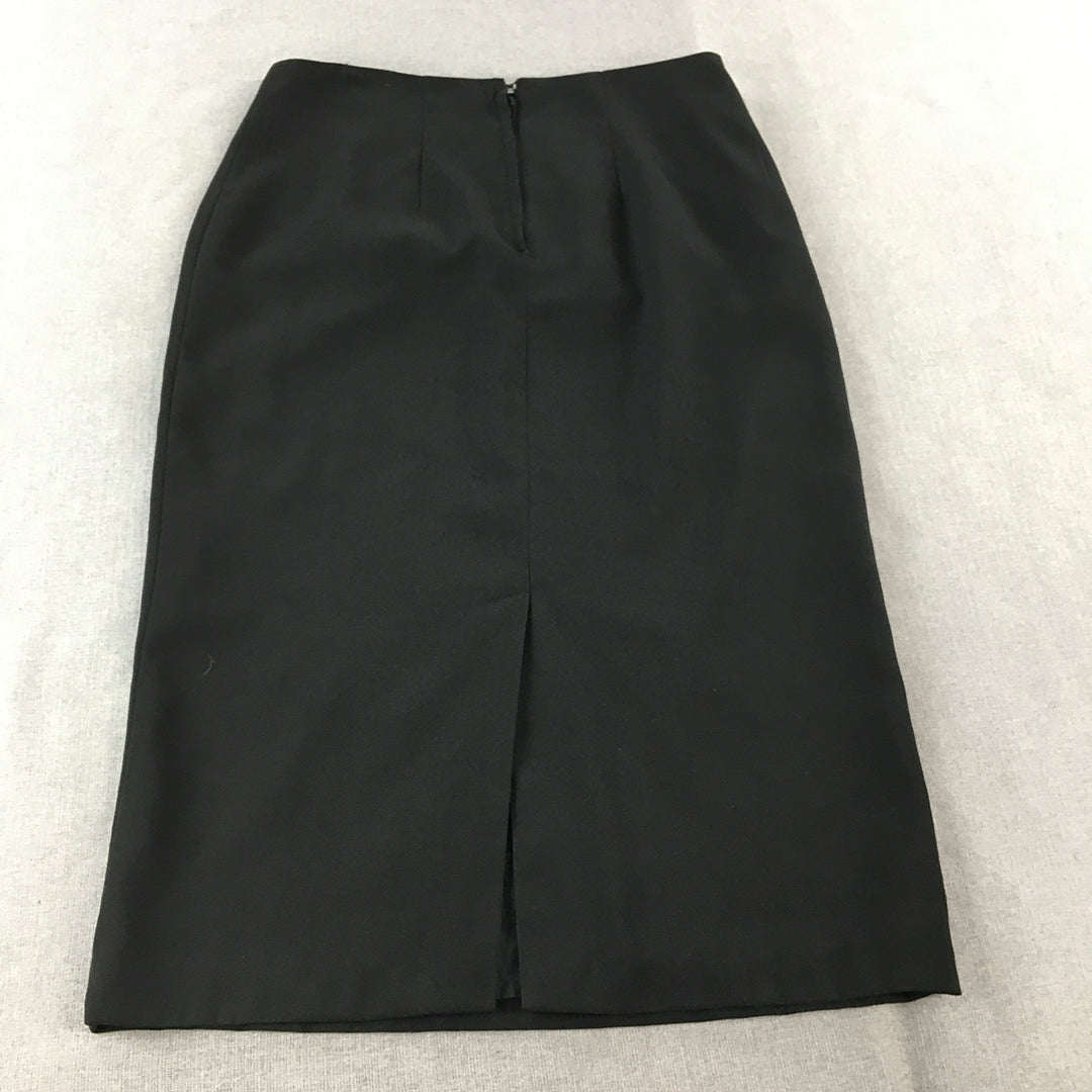 Vintage 2U Designs Womens Pencil Skirt Size XL Black Pleated