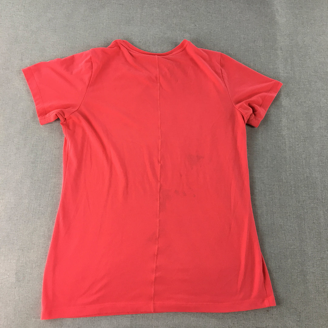 Asics Womens Top Size S Coral Pink Big Logo Short Sleeve T-Shirt