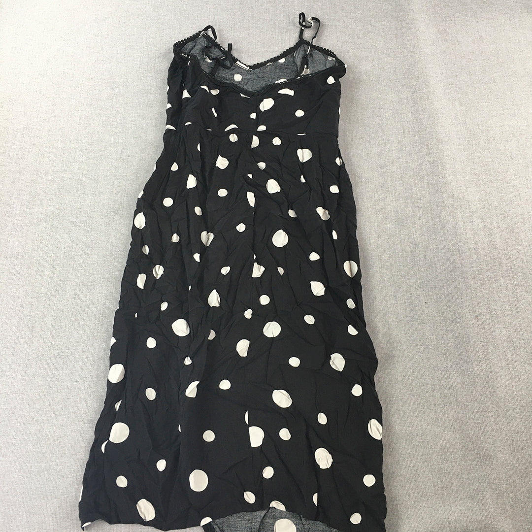 Dazie Womens Mini Dress Size 12 Black Polka Dot Sleeveless