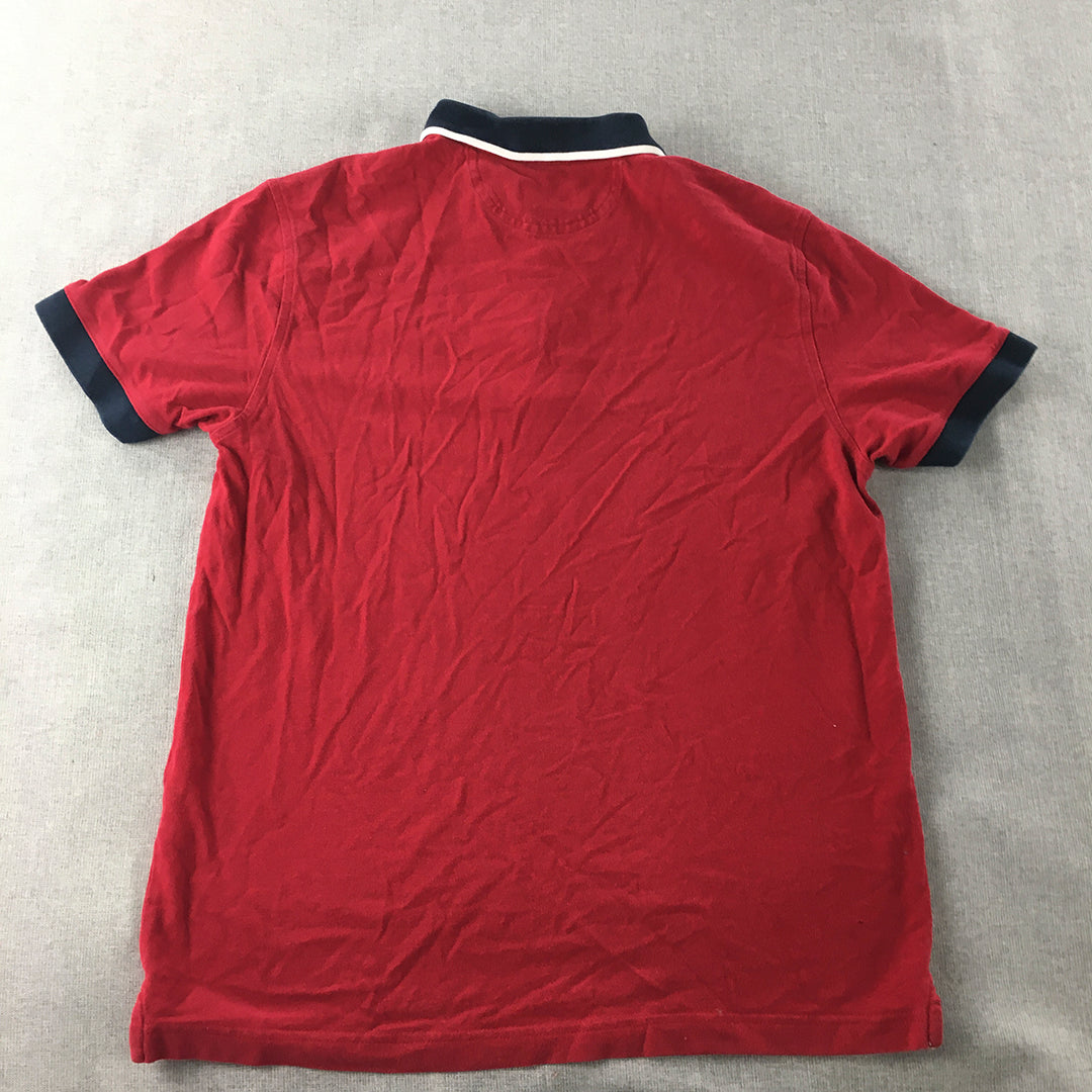 Hackett Golf Mens Shirt Size L Red Logo Collared Short Sleeve Rugby Polo