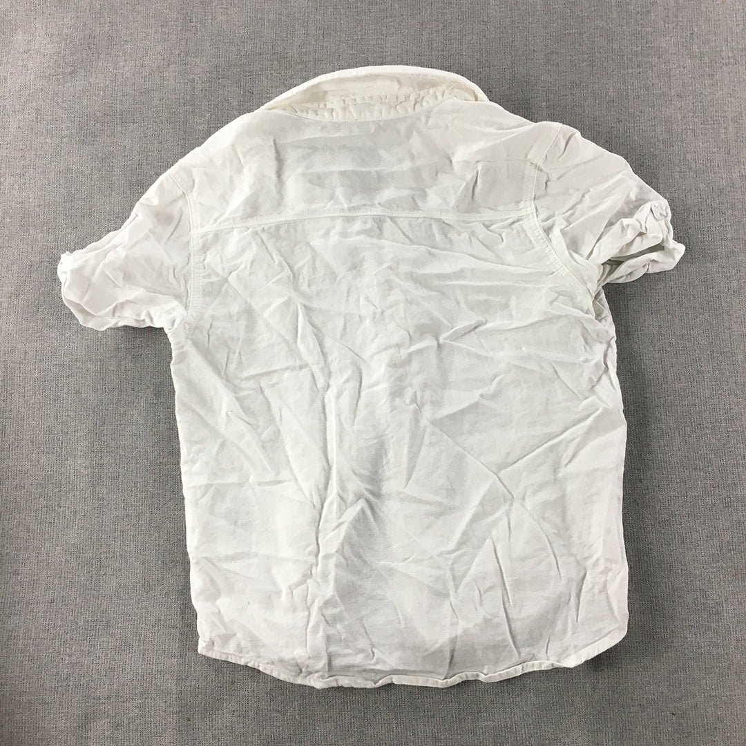 H&M Kids Boys Shirt Size 5 White Short Sleeve Button-Up