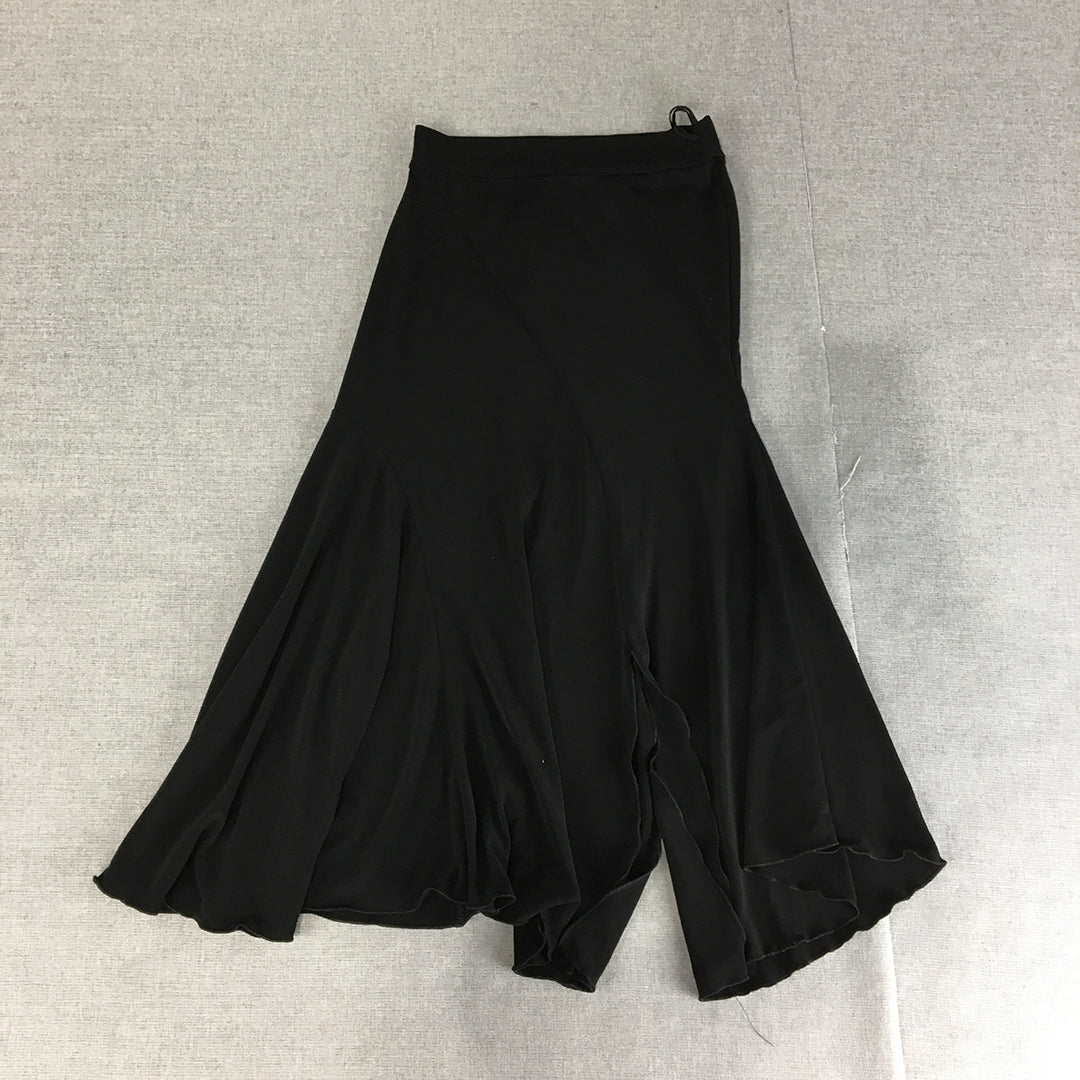 Sheike Womens A-Line Skirt Size 8 Black Stretch Fabric Slit