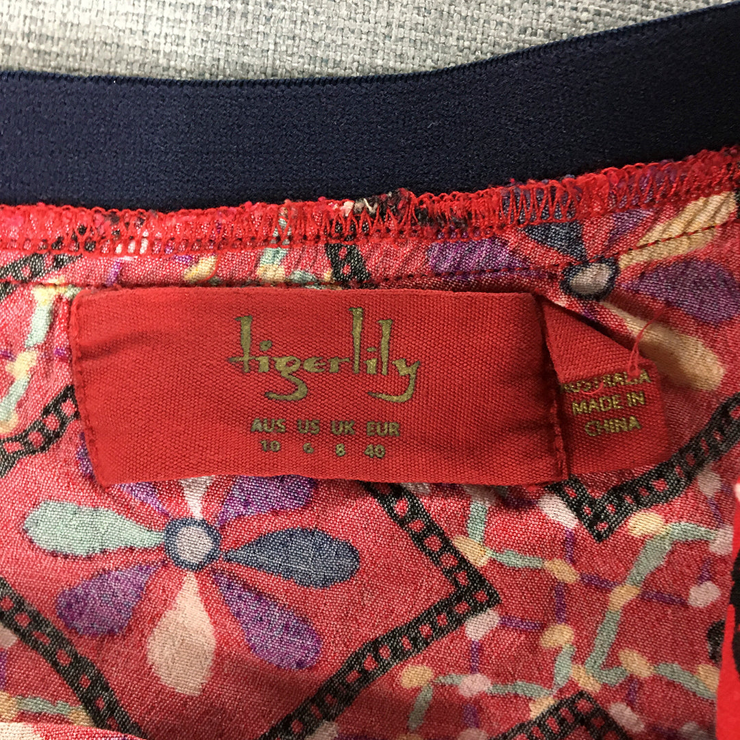 Tigerlily Womens Mini Skirt Size 10 Red Floral A-Line