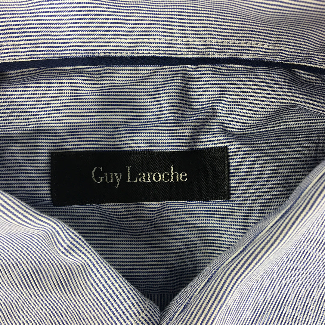 Guy Laroche Mens Shirt Size M Blue Striped Long Sleeve Button-Up Collared