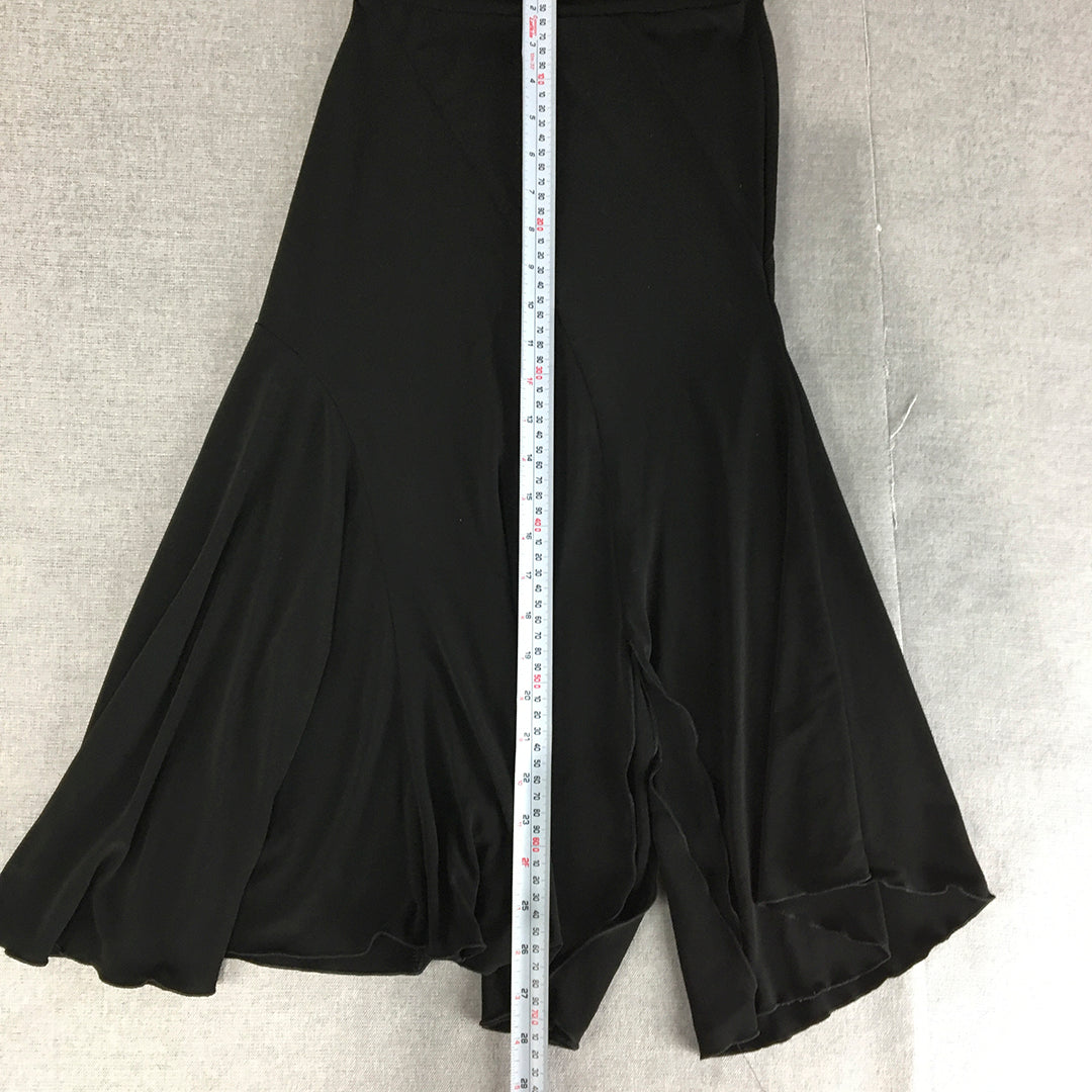 Sheike Womens A-Line Skirt Size 8 Black Stretch Fabric Slit