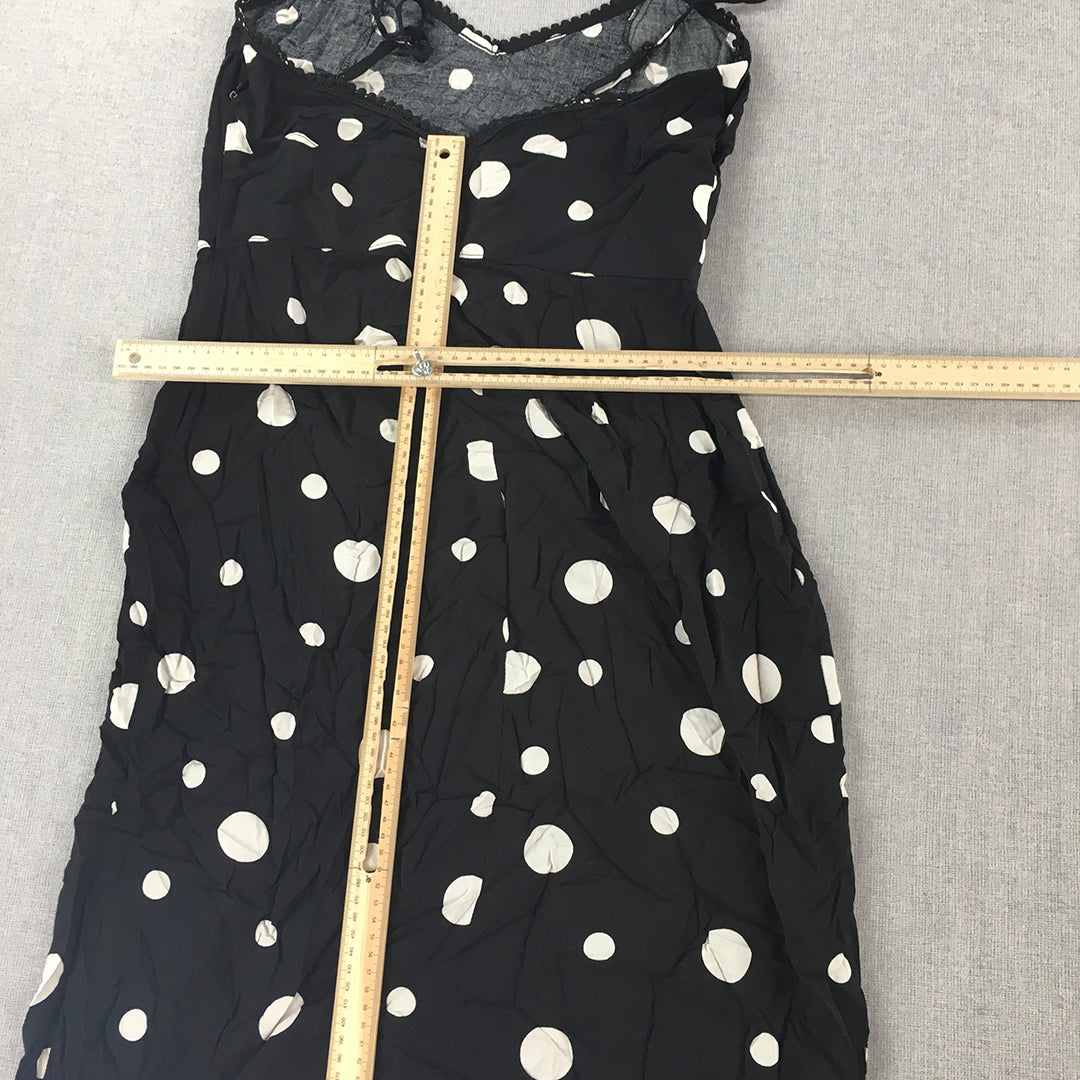 Dazie Womens Mini Dress Size 12 Black Polka Dot Sleeveless