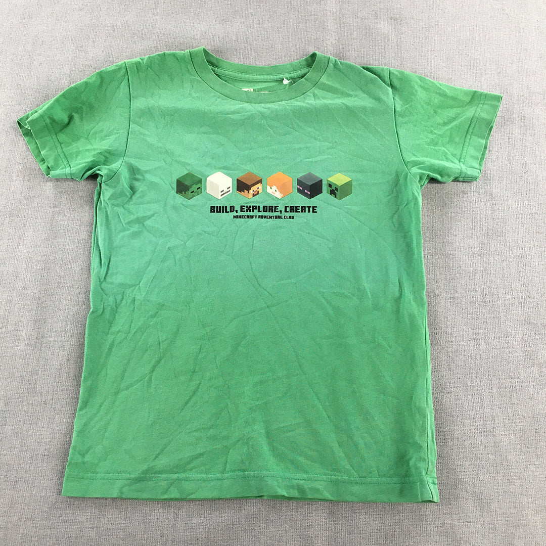 Minecraft x Uniqlo UT Kids Boys T-Shirt Size 9 - 10 Years Green Short Sleeve