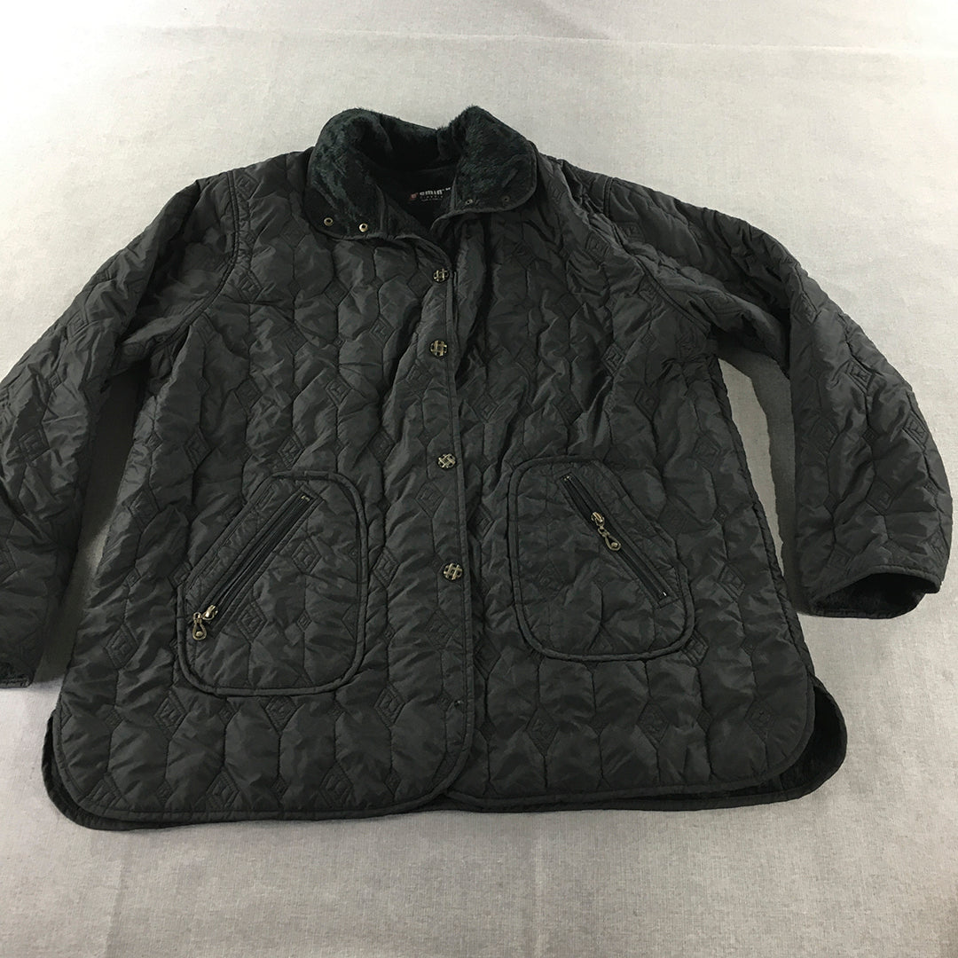 Emin Quilted Jacket Size 2XL Black Snap Button Pockets Puffer Coat