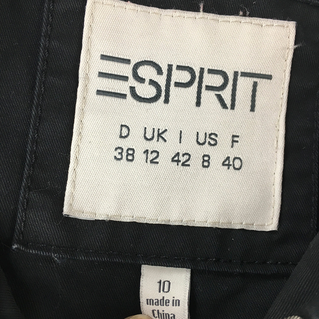 Esprit Womens Jacket Size 10 Black Zip-Up Sleeveless Pockets Vest Coat