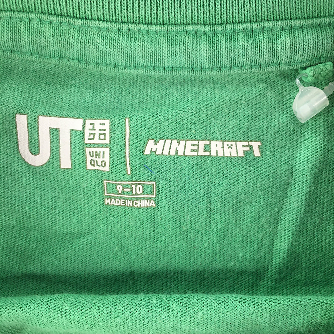 Minecraft x Uniqlo UT Kids Boys T-Shirt Size 9 - 10 Years Green Short Sleeve