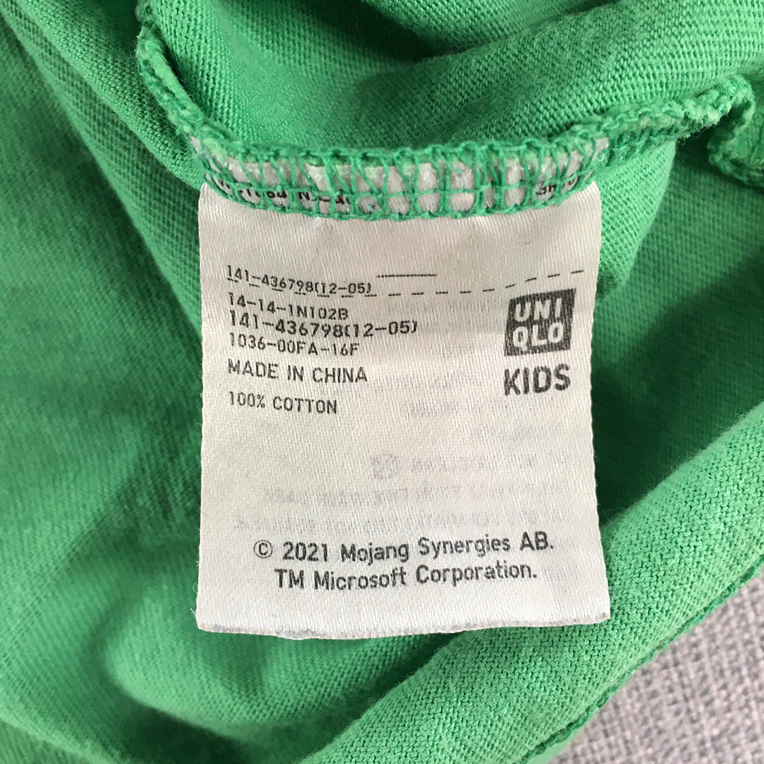 Minecraft x Uniqlo UT Kids Boys T-Shirt Size 9 - 10 Years Green Short Sleeve