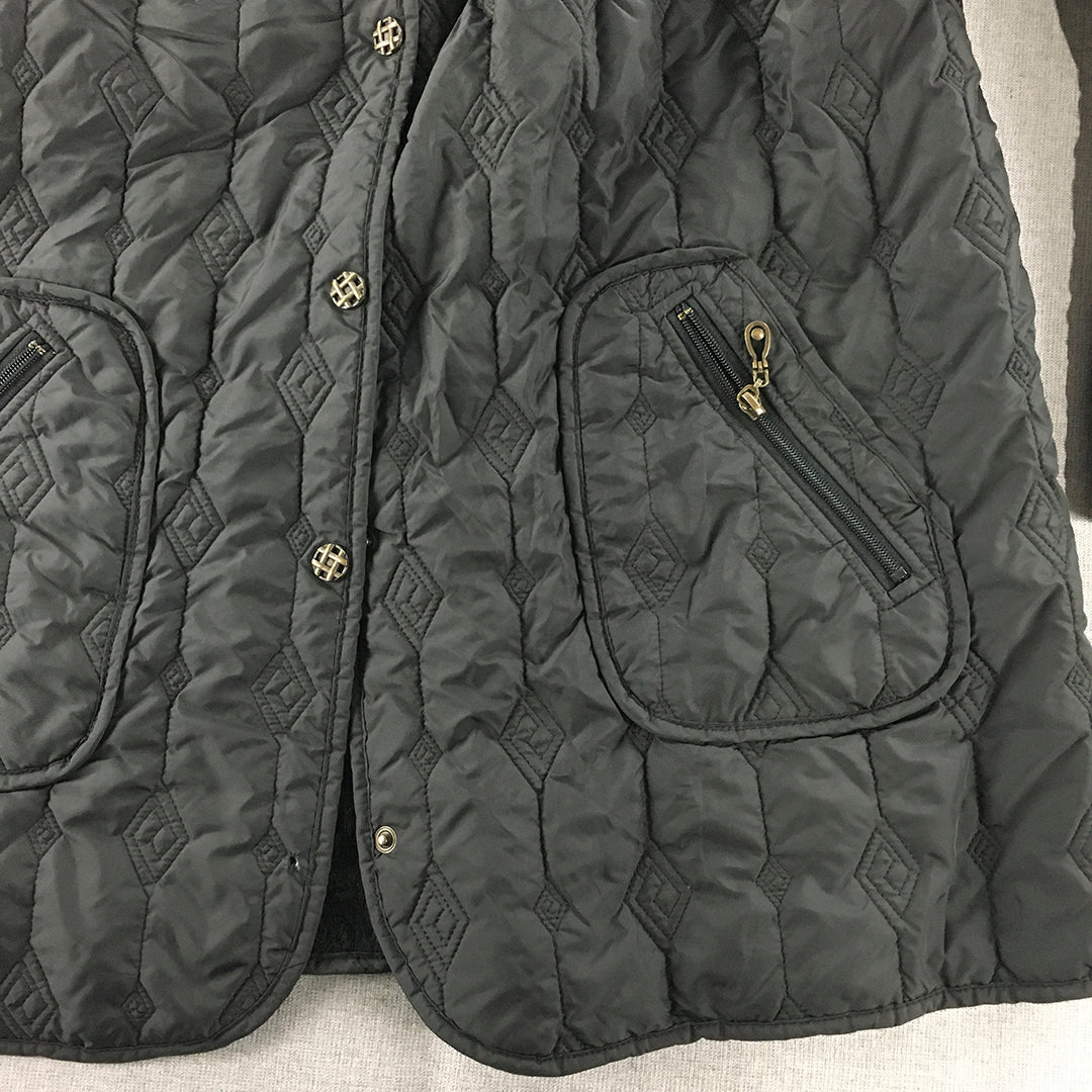 Emin Quilted Jacket Size 2XL Black Snap Button Pockets Puffer Coat