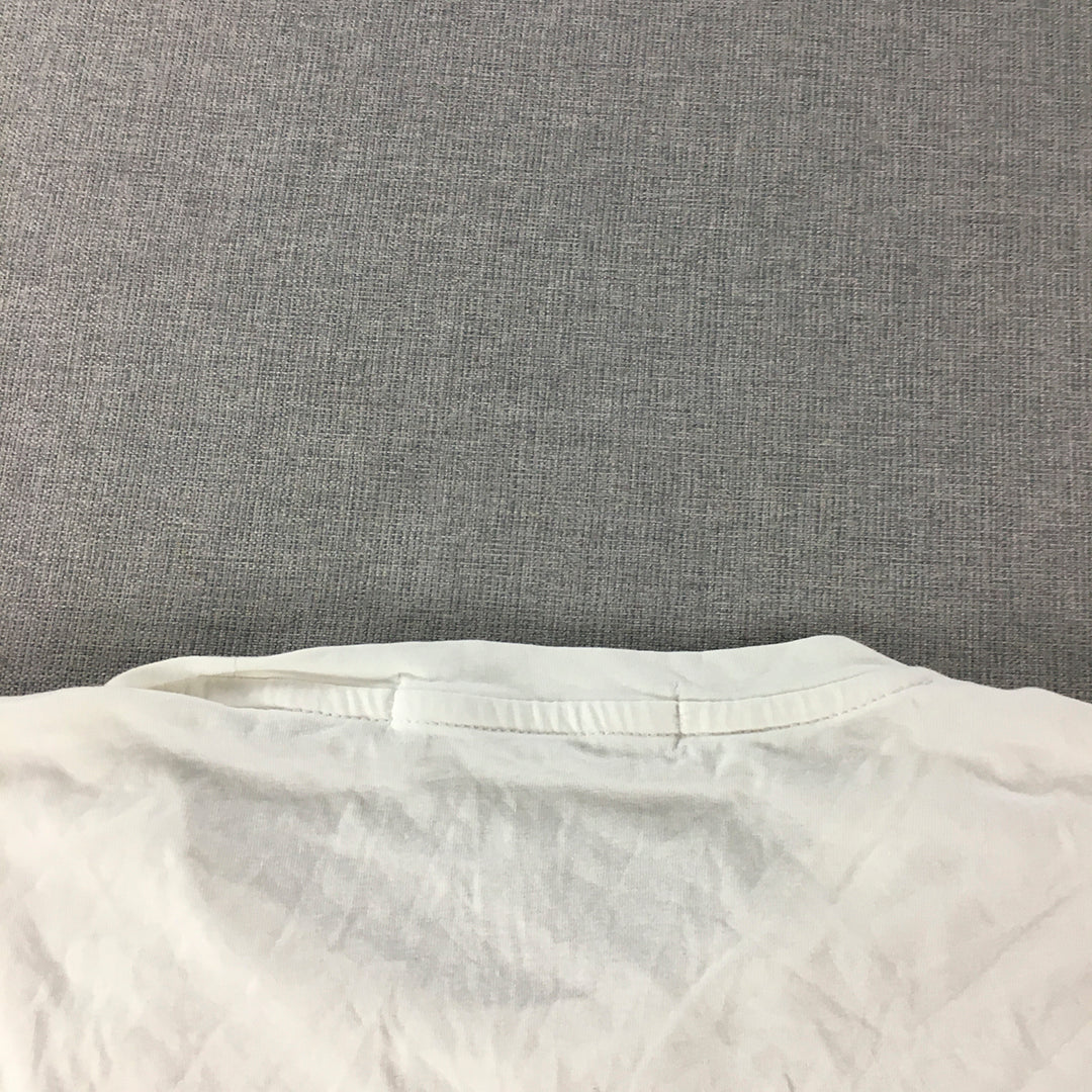 Calvin Klein Jeans Mens T-Shirt Size L White Slim Fit Short Sleeve Crew Neck