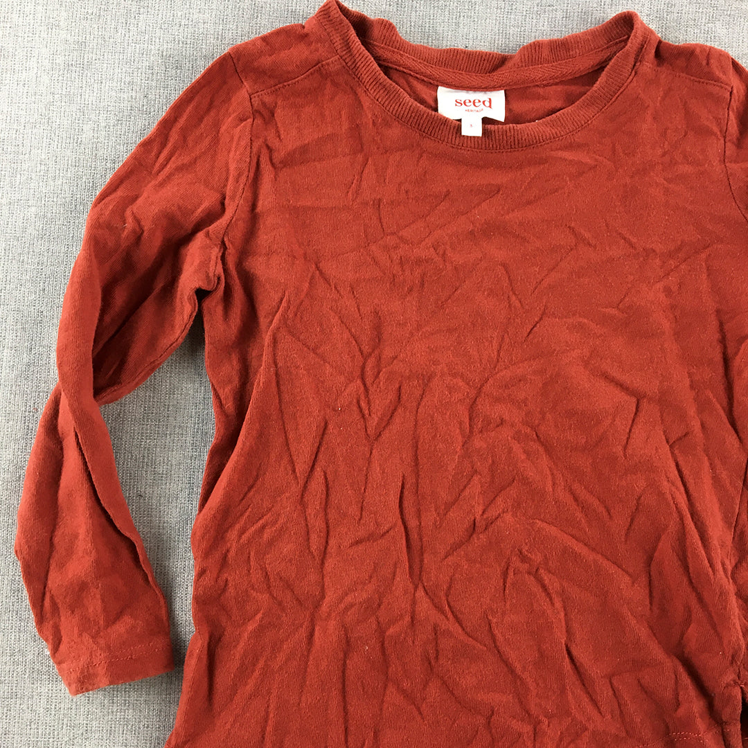 Seed Heritage Kids Toddler Knit Top Size 3 Rust Red Long Sleeve Shirt