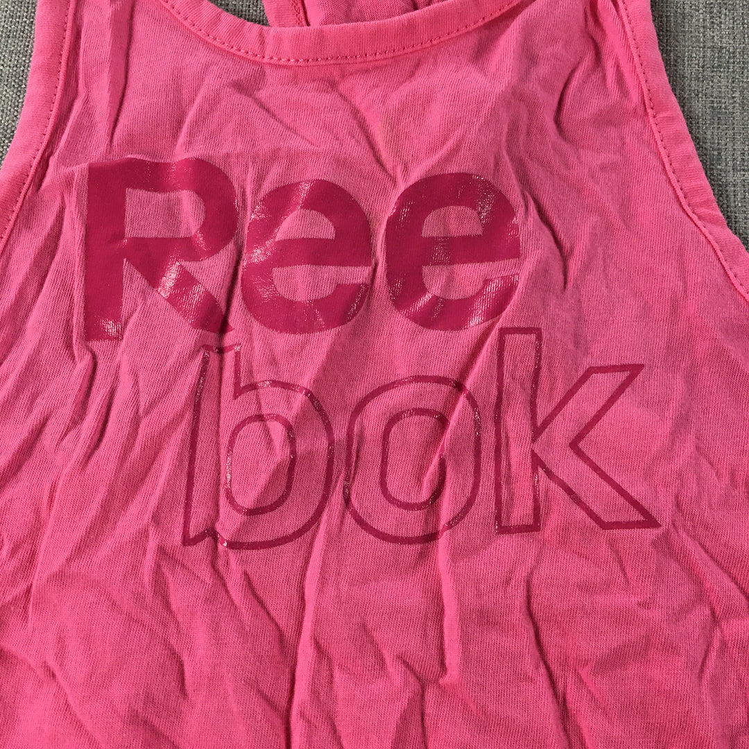 Reebok Kids Girls Tank Top Youth Size L (13 - 14 Yrs) Pink Logo Sleeveless Shirt