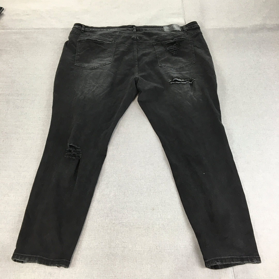 Boohoo Man Jeans Size 48 Black Ripped Stretch Denim