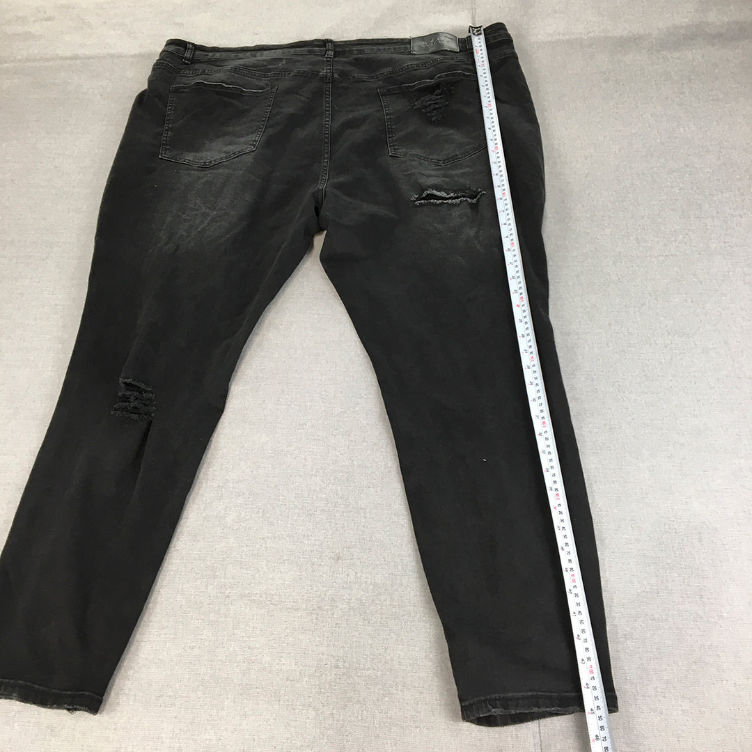 Boohoo Man Jeans Size 48 Black Ripped Stretch Denim