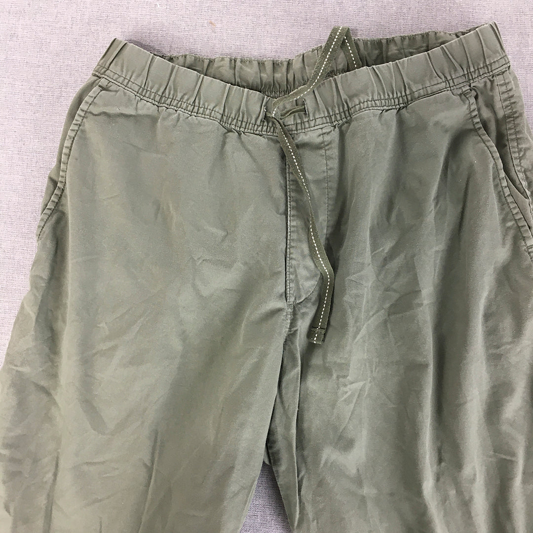 Uniqlo Mens Pants Size M Khaki Green Elastic Waist Drawstring