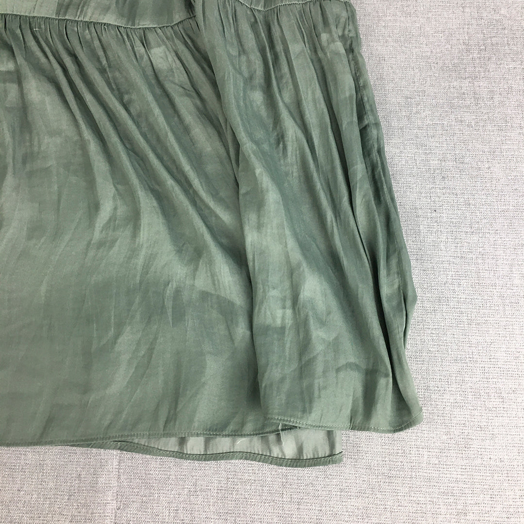 The Fated Womens Maxi Skirt Size 10 Green Tiered A-Line Elastic Waist