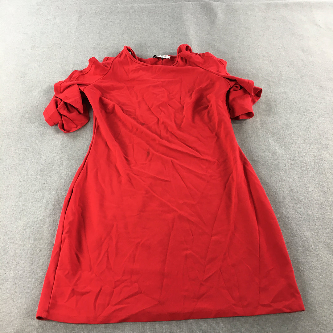 Atmos & Here Womens Mini Dress Size 18 Red Bodycon Stretch Short Sleeve