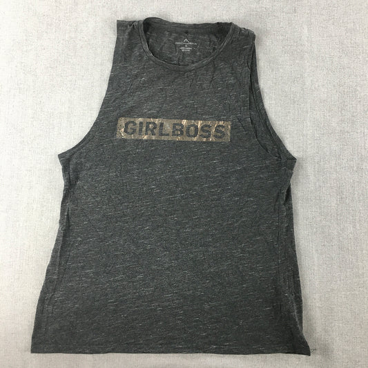 Rockwear Womens Tank Top Size 12 Grey Girlboss Sleeveless Shirt