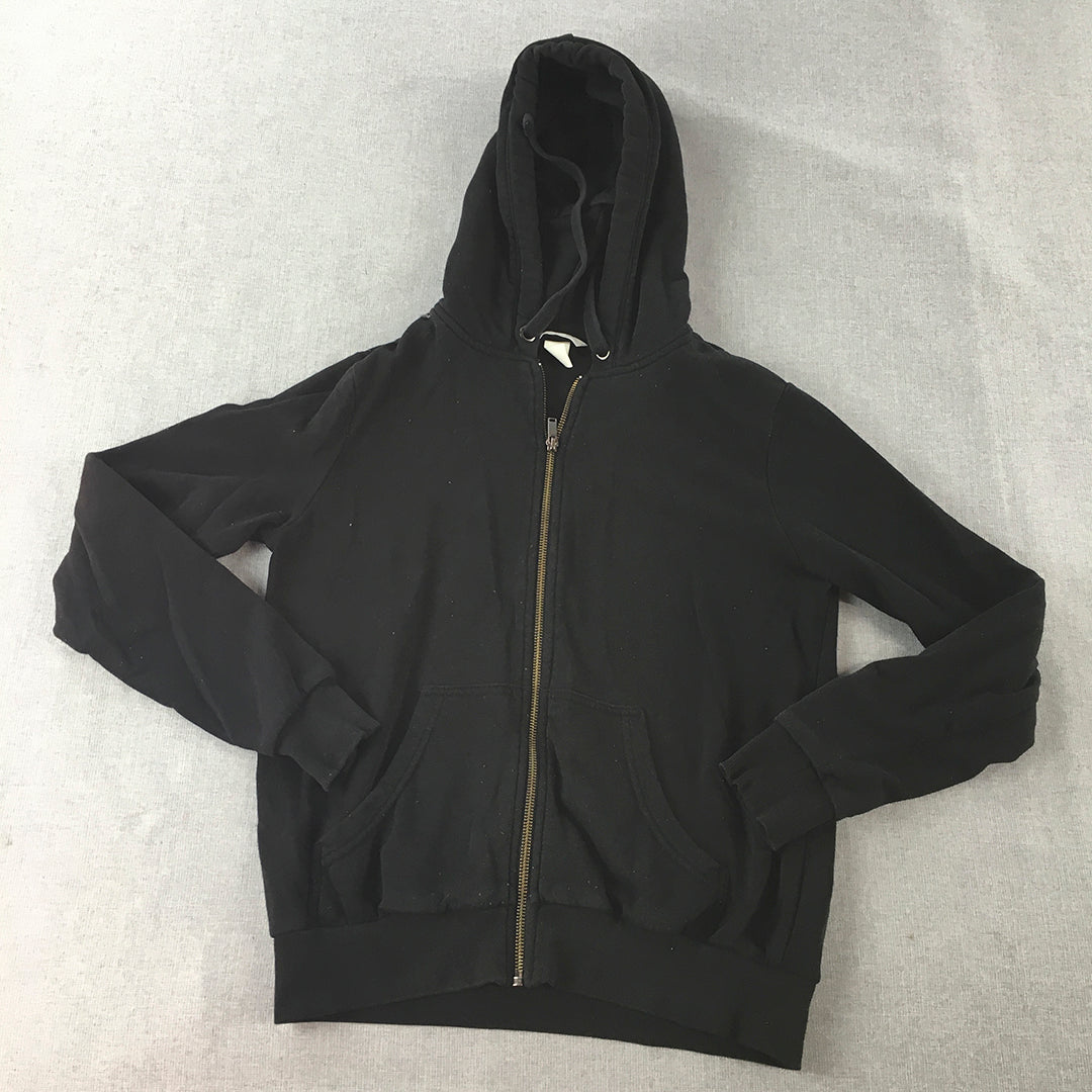 H&M Womens Hoodie Jacket Size S Black Pockets Zip-Up Windbreaker Coat