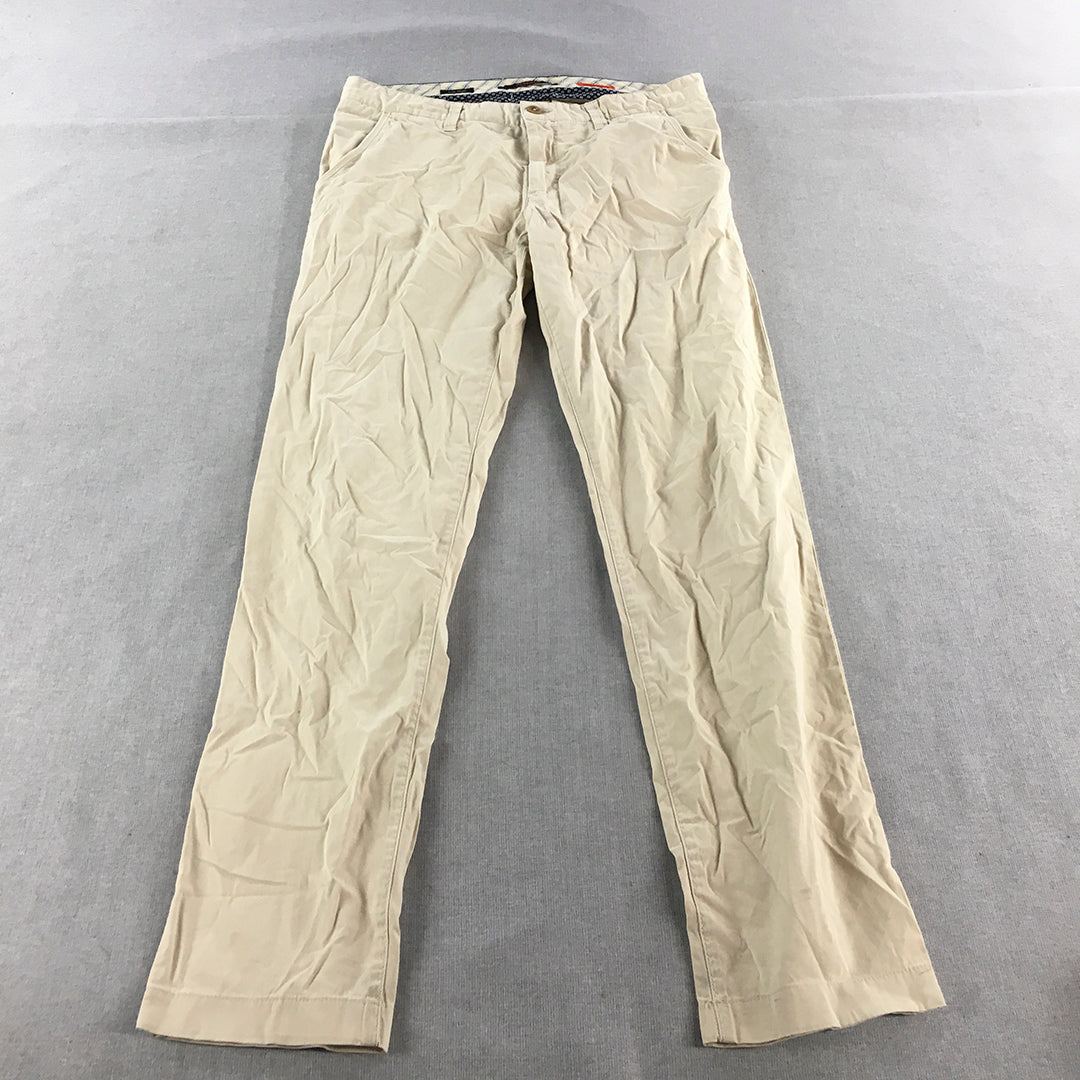 Alberto Mens Chino Pants Size 34 Light Brown Slim Fit