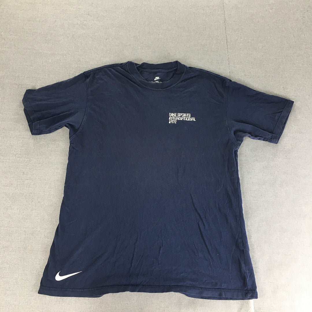 Nike Mens T-Shirt Size M Loose Fit Blue Swoosh Logo Short Sleeve Tee