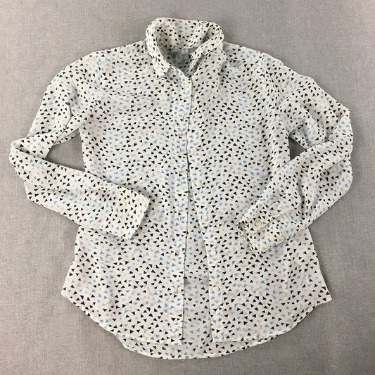 Uniqlo Womens Shirt Size S White Geometric Triangle Pattern Button-Up