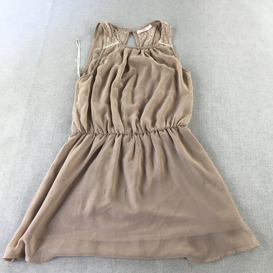 Cocolatte Womens Mini Dress Size 10 Brown A-Line Pleated Sleeveless