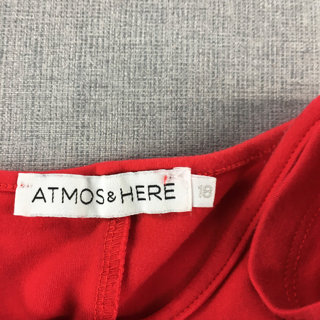 Atmos & Here Womens Mini Dress Size 18 Red Bodycon Stretch Short Sleeve