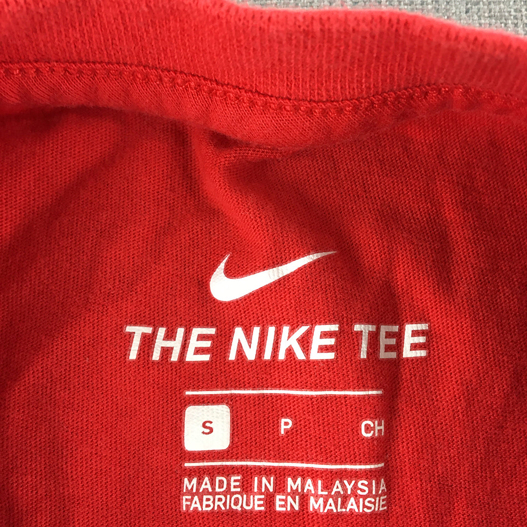 Nike Mens T-Shirt Size S Red Logo Crew Neck Short Sleeve Tee