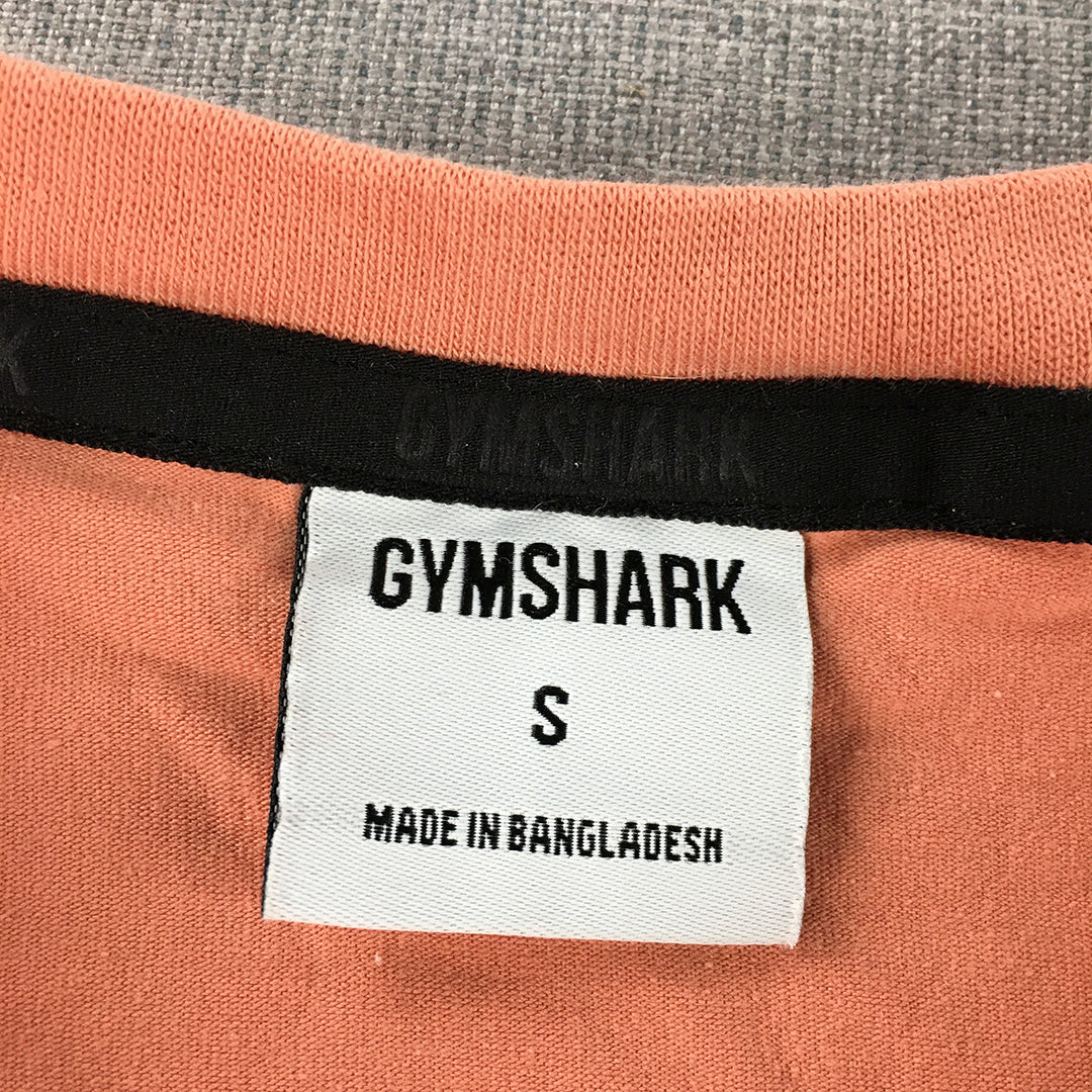 Gymshark Womens T-Shirt Size S Peach Pink Logo Crew Neck Short Sleeve Top