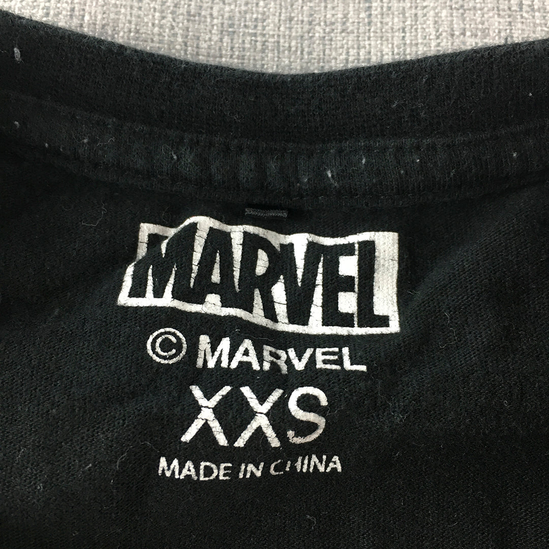 Marvel Mens T-Shirt Size XXS Black Movie Logo Crew Neck Tee