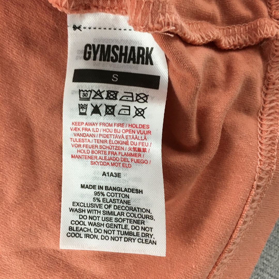 Gymshark Womens T-Shirt Size S Peach Pink Logo Crew Neck Short Sleeve Top