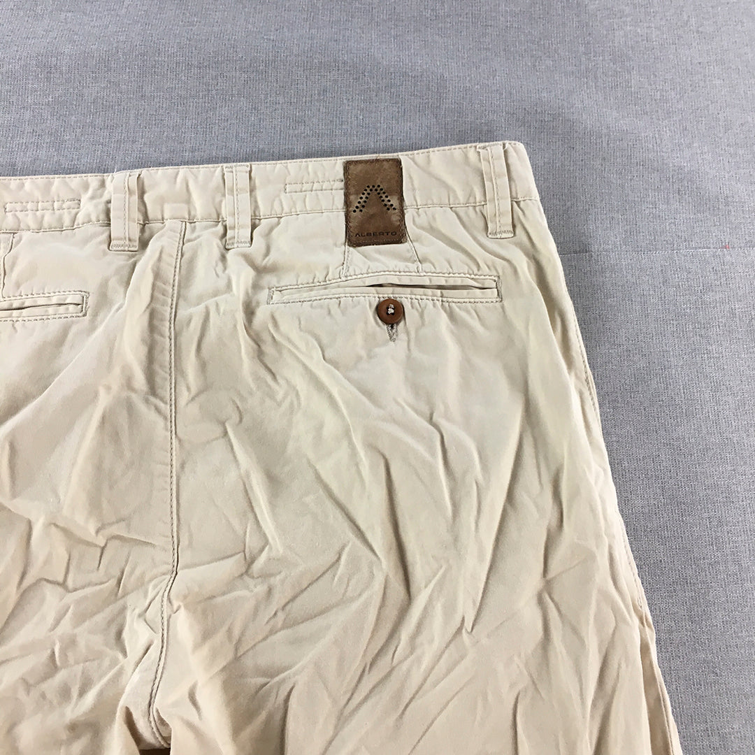 Alberto Mens Chino Pants Size 34 Light Brown Slim Fit