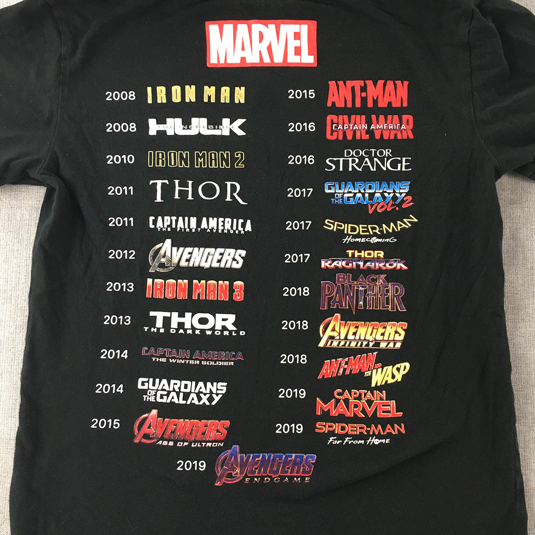 Marvel Mens T-Shirt Size XXS Black Movie Logo Crew Neck Tee