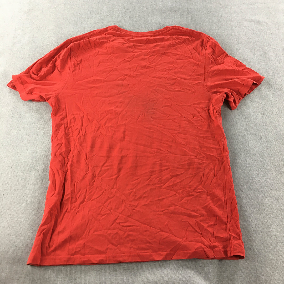 Champion Mens T-Shirt Size L Red Logo Short Sleeve Crew Neck Tee