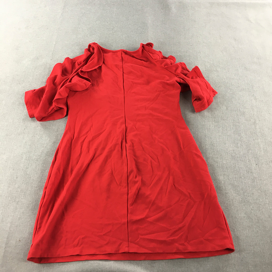 Atmos & Here Womens Mini Dress Size 18 Red Bodycon Stretch Short Sleeve