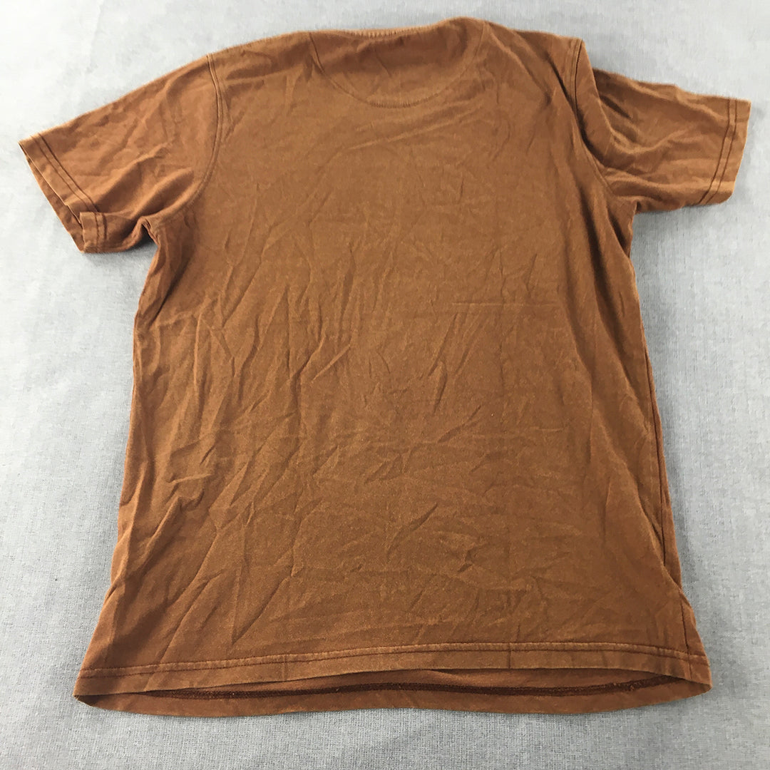 Buffalo Mens T-Shirt Size S Brown Logo Short Sleeve Crew Neck Tee