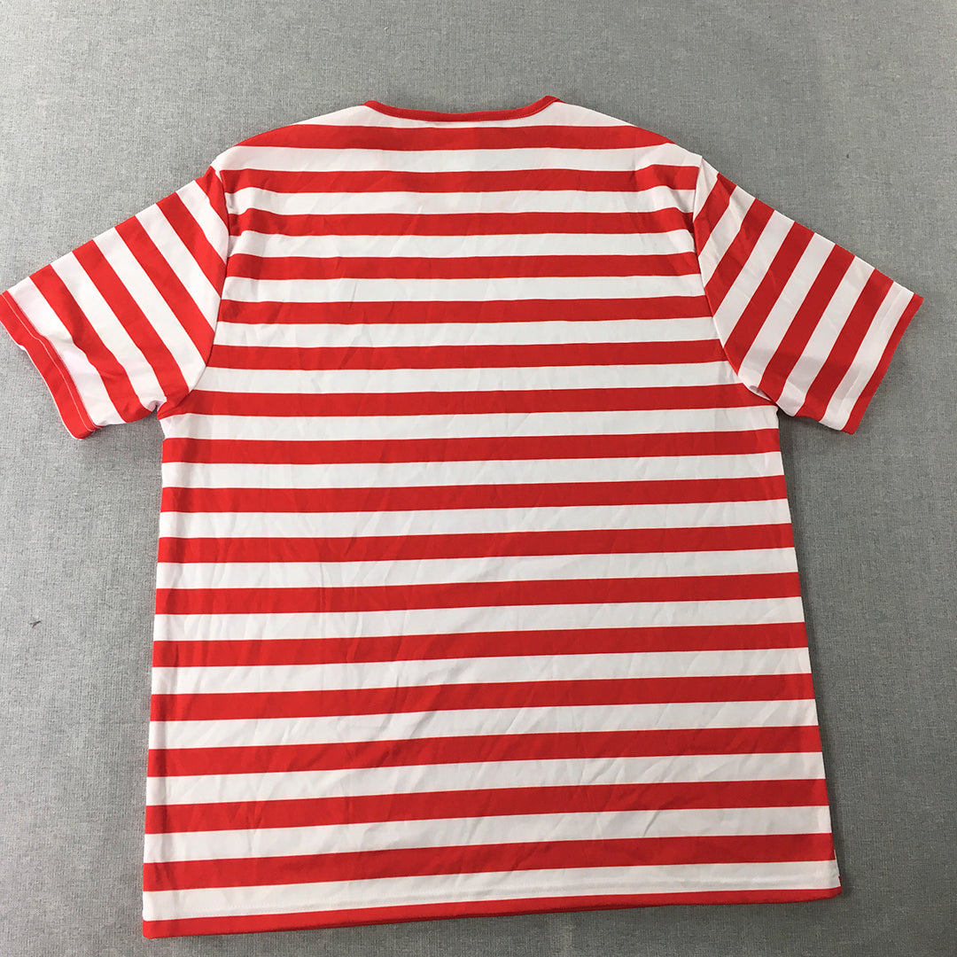 Where's Wally Mens T-Shirt Size M Red White Costume Short Sleeve