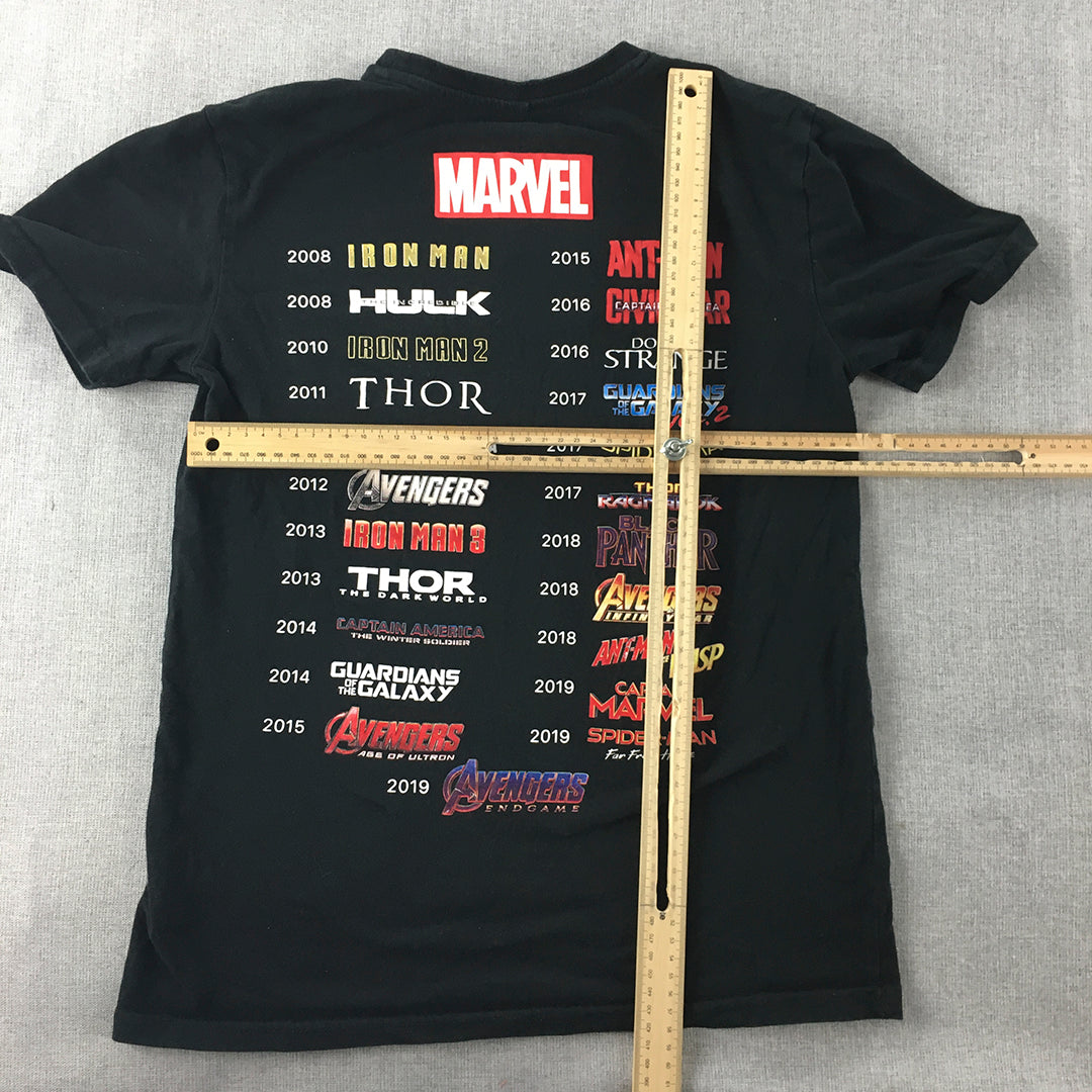 Marvel Mens T-Shirt Size XXS Black Movie Logo Crew Neck Tee