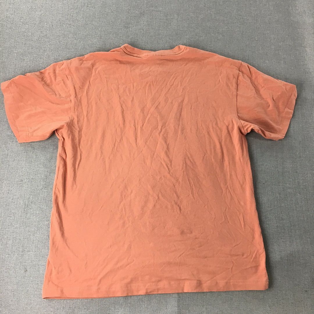 Gymshark Womens T-Shirt Size S Peach Pink Logo Crew Neck Short Sleeve Top