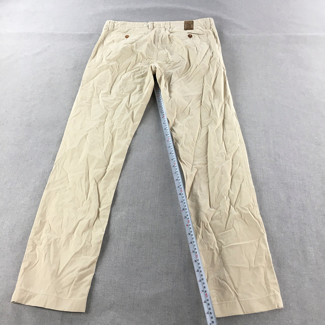 Alberto Mens Chino Pants Size 34 Light Brown Slim Fit