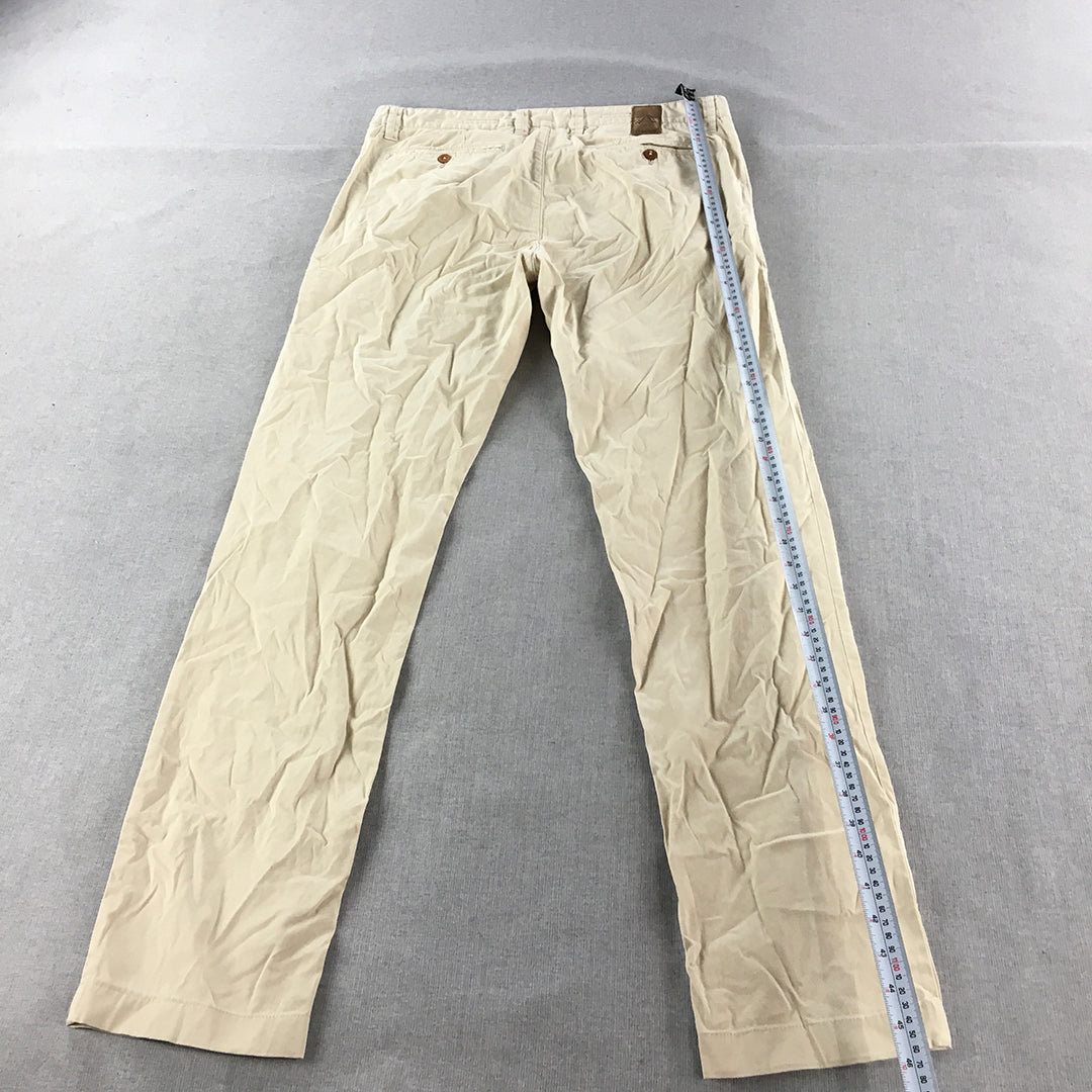 Alberto Mens Chino Pants Size 34 Light Brown Slim Fit