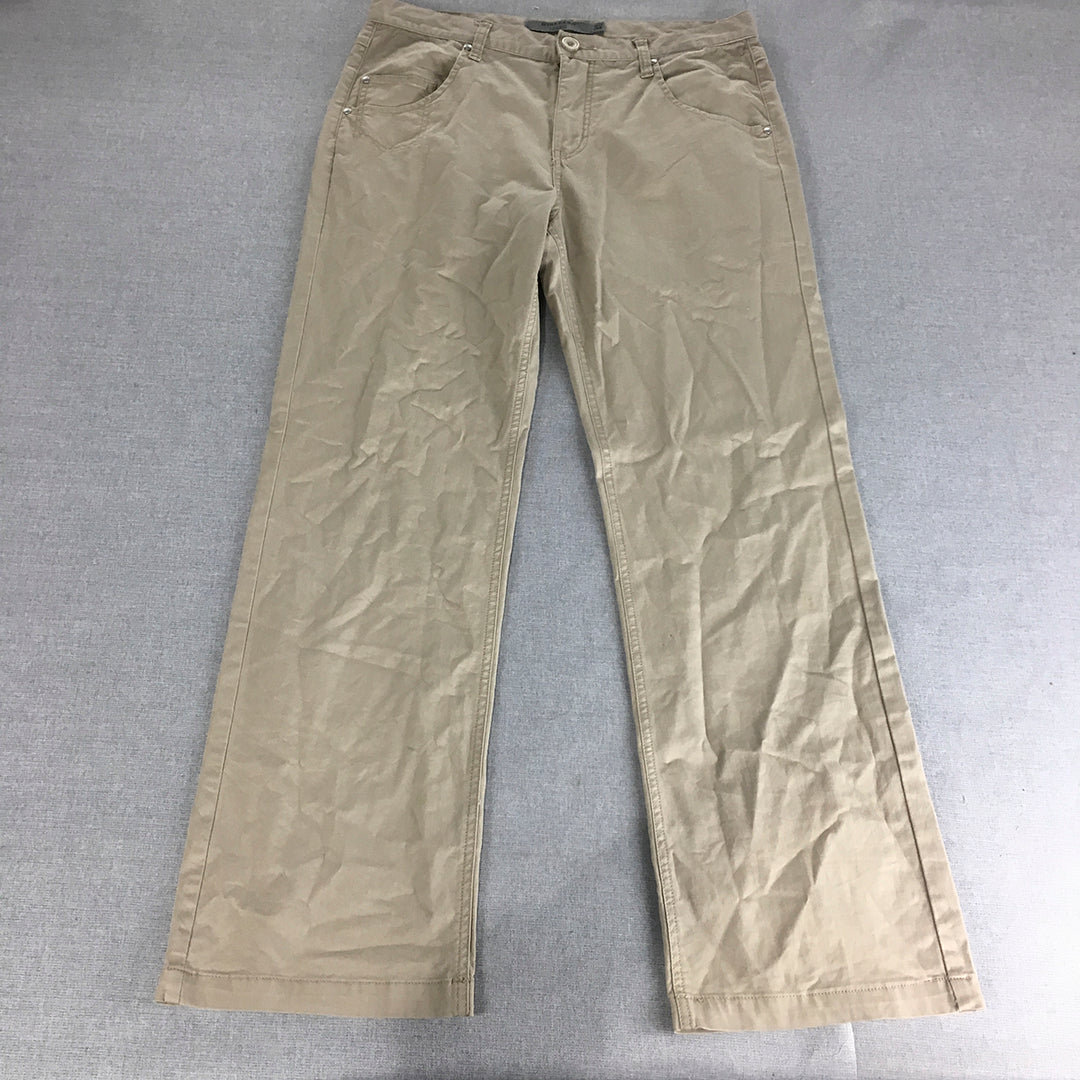 Giordano Mens Chino Pants Size 34 Brown Straight Leg Pockets