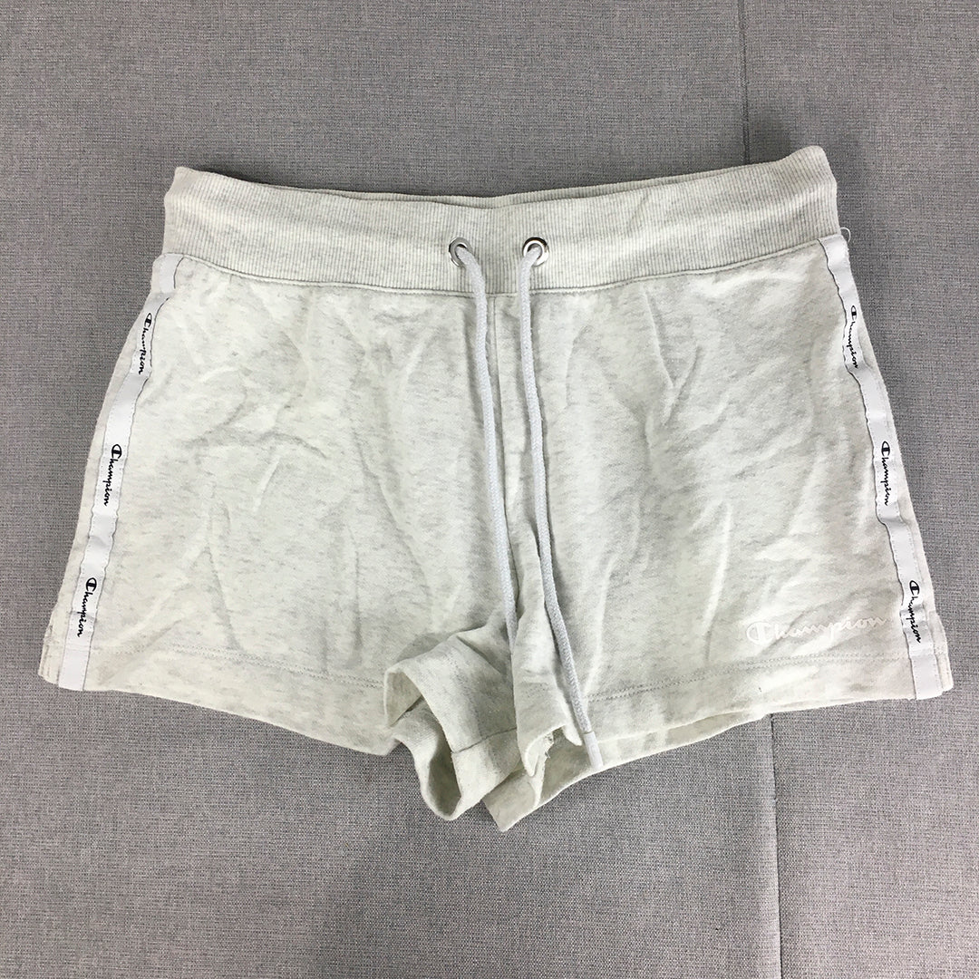 Champion Womens Shorts Size M Grey Logo Taping Drawstring