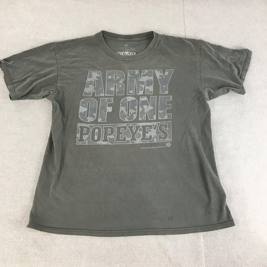 Popeye's Gear Mens T-Shirt Size L Grey Workout Gym Supplements Tee