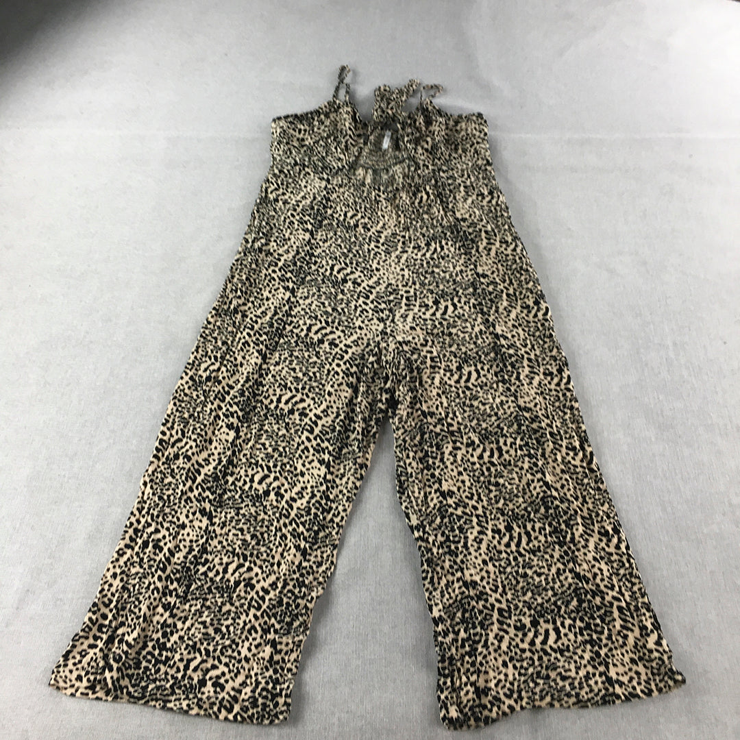 Spicy Sugar Womens Jumpsuit Size 16 Brown Animal Print Dot Sleeveless