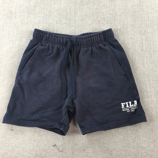 FILA Kids Boys Shorts Size 7 Navy Blue Drawstring Logo Pockets